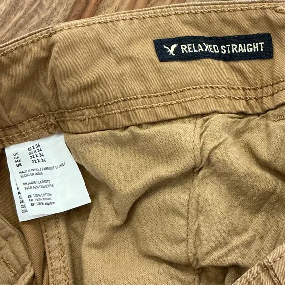 American Eagle Outfitters Mens Relaxed Straight Khaki Cotton Chino Pants 32x34 - Picture 4 of 12